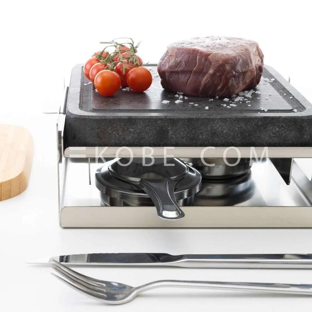 piedra para carne con quemadores - Cómo funciona la piedra volcánica en un asador