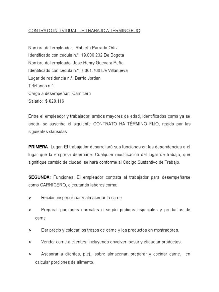 Contrato de Trabajo en una Carnicería - Qué es lo minimo que debe tener un contrato de trabajo contrato de trabajo carniceria - Qué es lo minimo que debe tener un contrato de trabajo